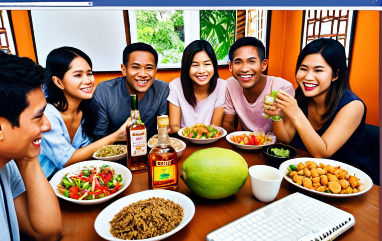 **

> A cozy Facebook group meeting scene. Several Thai people are gathered around a table, smiling and sharing homemade liquor recipes. The table is filled with colorful ingredients like local fruits and spices. A laptop displays a Facebook group page related to homemade alcohol. Warm, inviting atmosphere.

**