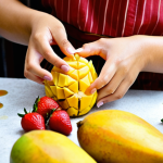 **Image Prompt:** A vibrant close-up shot of a Thai woman's hands preparing a colorful array of seasonal fruits like ripe mangoes and strawberries, alongside aromatic herbs and spices such as basil, kaffir lime leaves, and ginger. She is adding a drizzle of golden honey from a traditional Thai beehive to the mixture. The scene evokes the feeling of creating unique and flavorful homemade drinks.